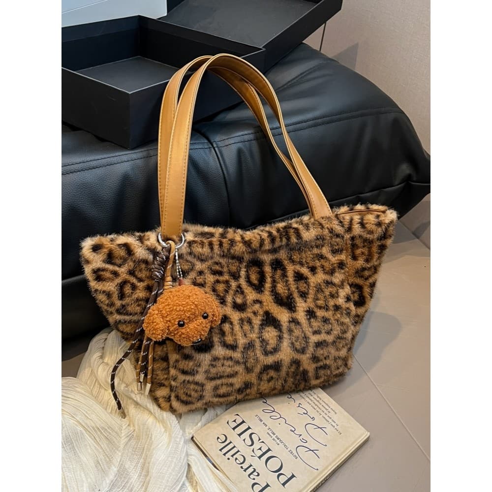 Outono inverno Popular Retro leopardo impressão saco 2024 novo estilo Tote Casual grande capacidade All-Match Commuter o