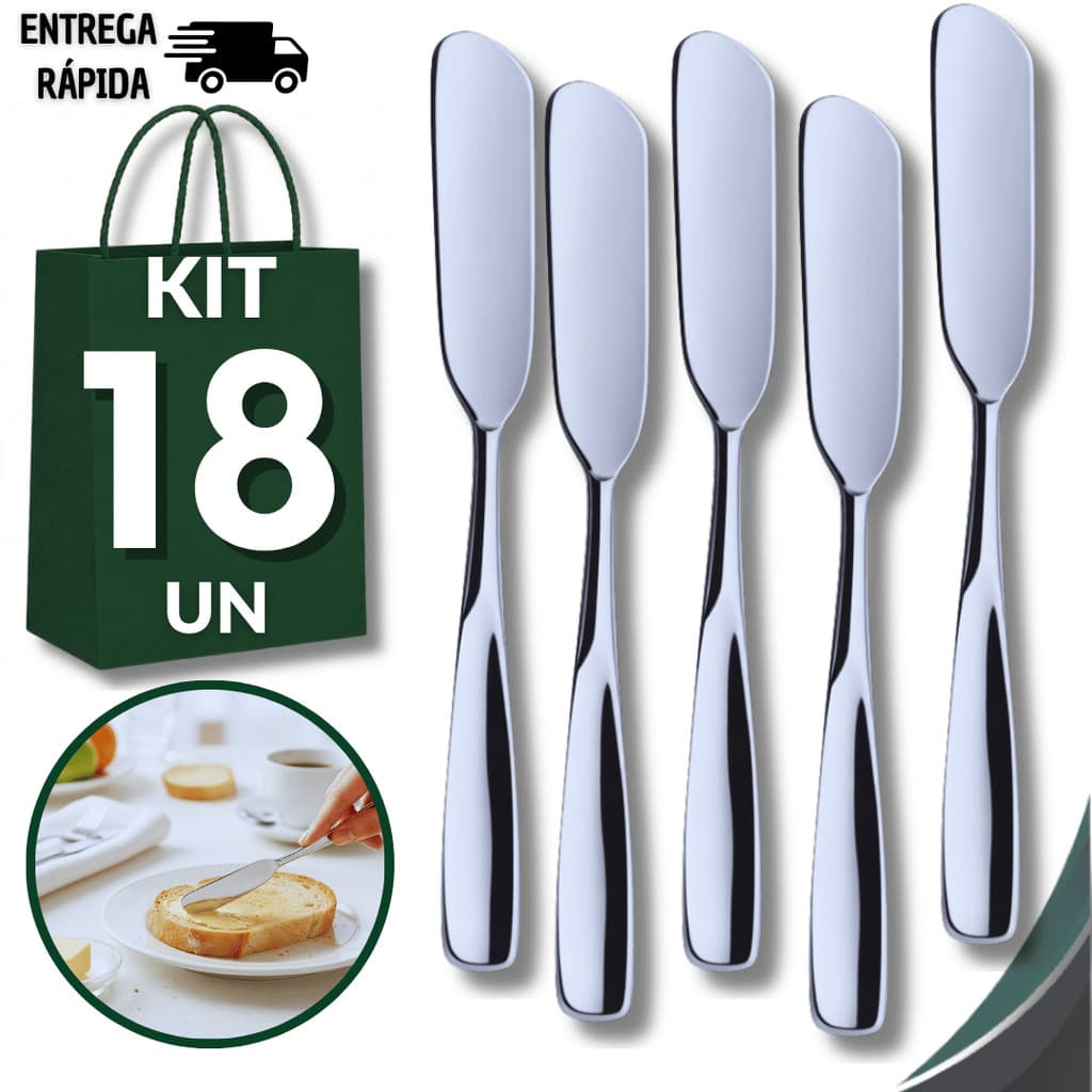 Conjunto Espátulas para Manteiga Aço Inox Patê Geleia Requeijão Margarina Cozinha Padaria Buffet Praticidades