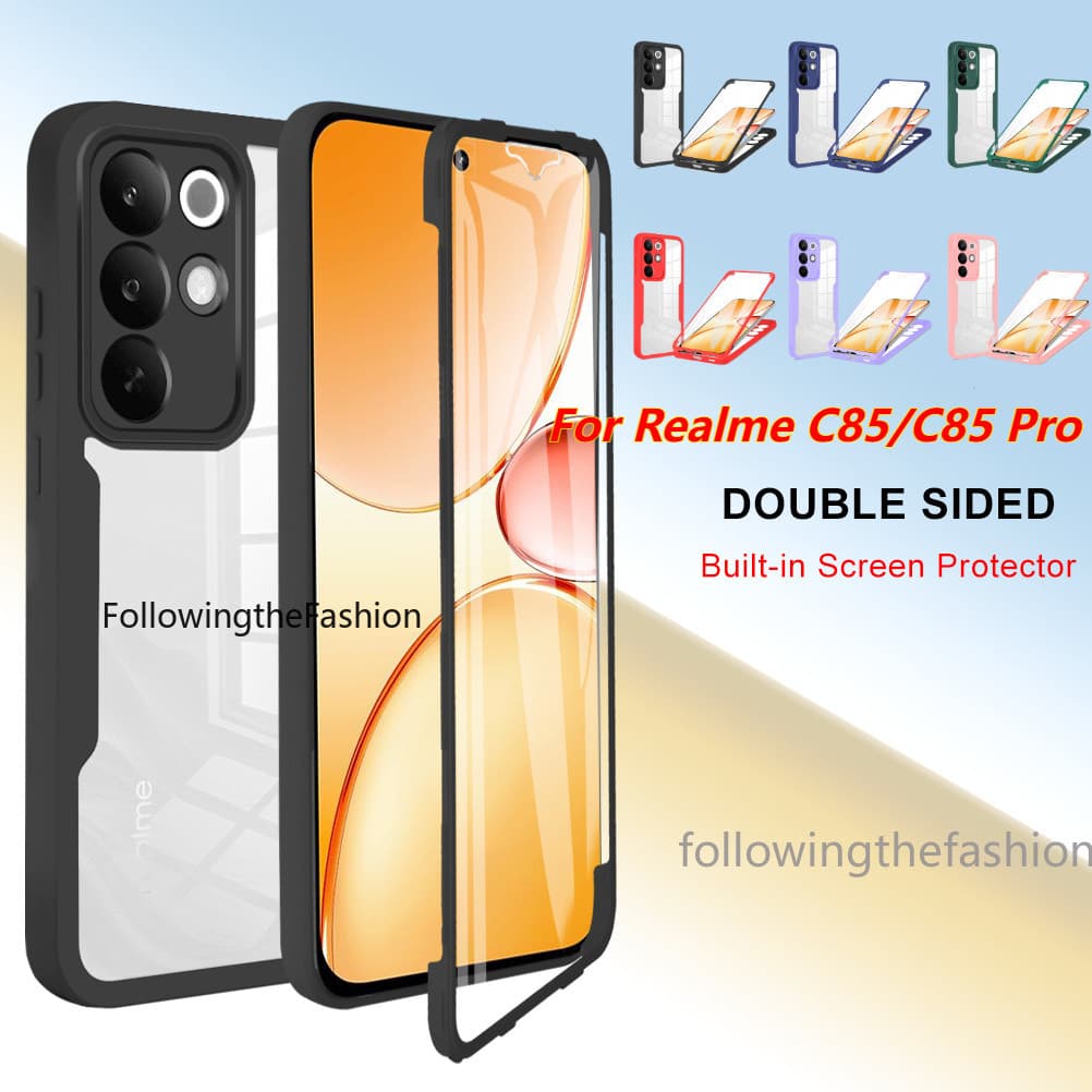 Para OPPO Realme C85 Pro 2026 C75 C71 X Nota 80 Note70T 4G 5G Caso De Telefone 360 ° Acrílico Dupla Face Protetor Comple