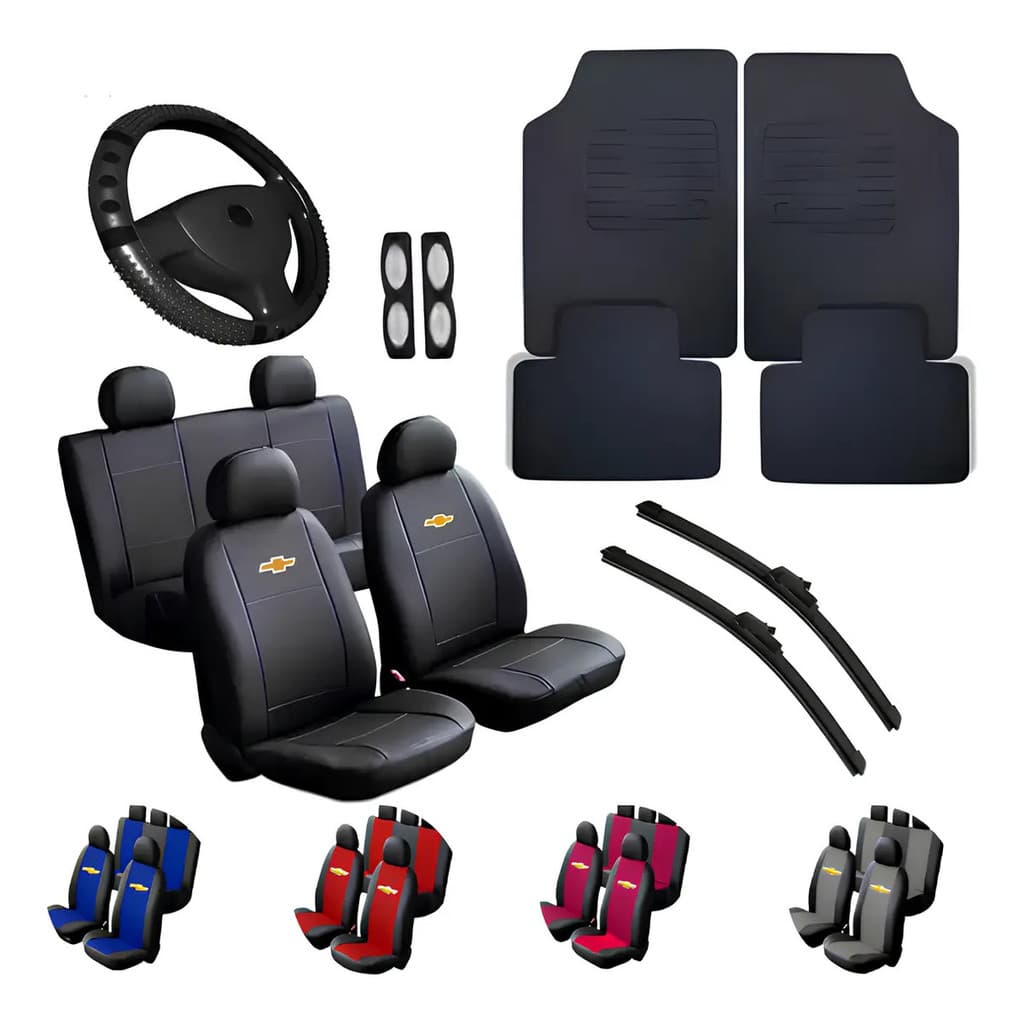 Kit Capa Couro Banco Carro Tapete Volante Chevrolet  Palheta