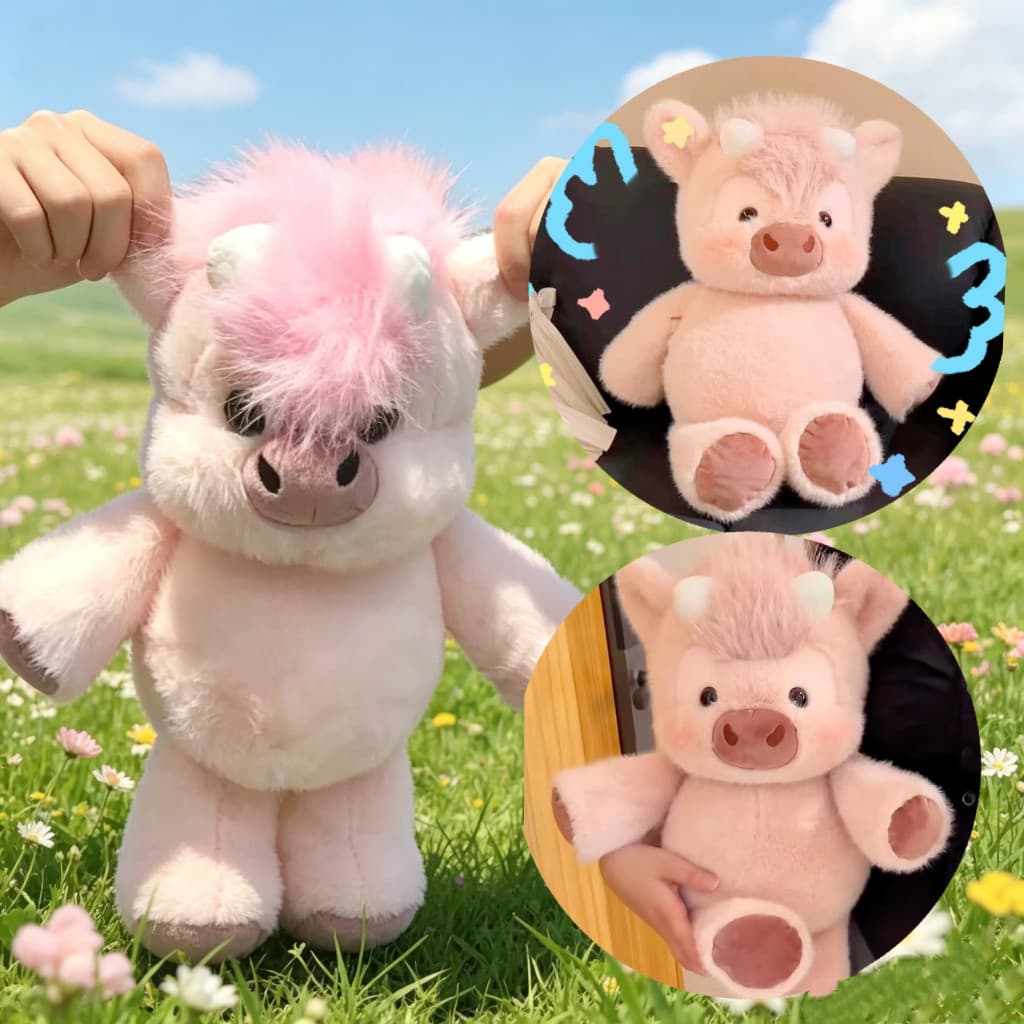 40cm Vaca Highland Escocesa Pelúcia Rosa Divertida Fofinha Longa Macia Presente