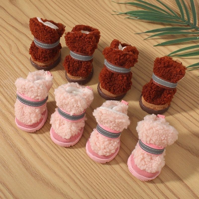 Sapatos para cães de estimação pequenos sapatos para cães pequenos de algodão para cães pequenos sapatos de pelú