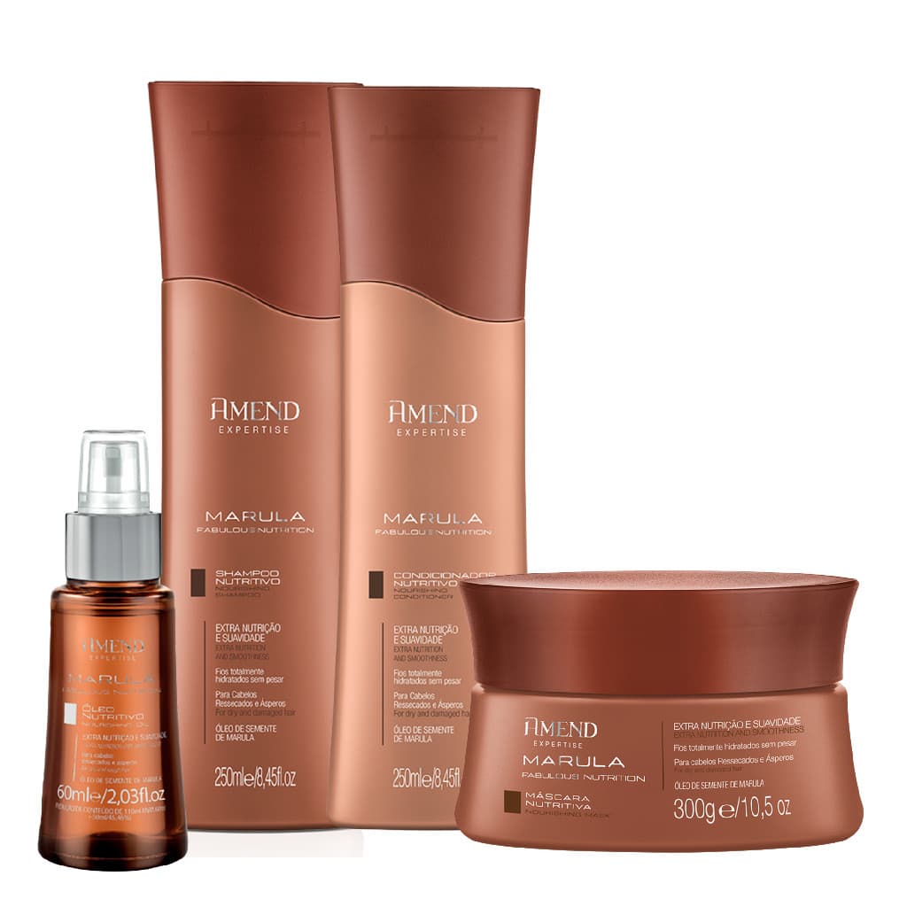 Amend Marula Kit Shampoo + Condicionador + Mascara + Oleo