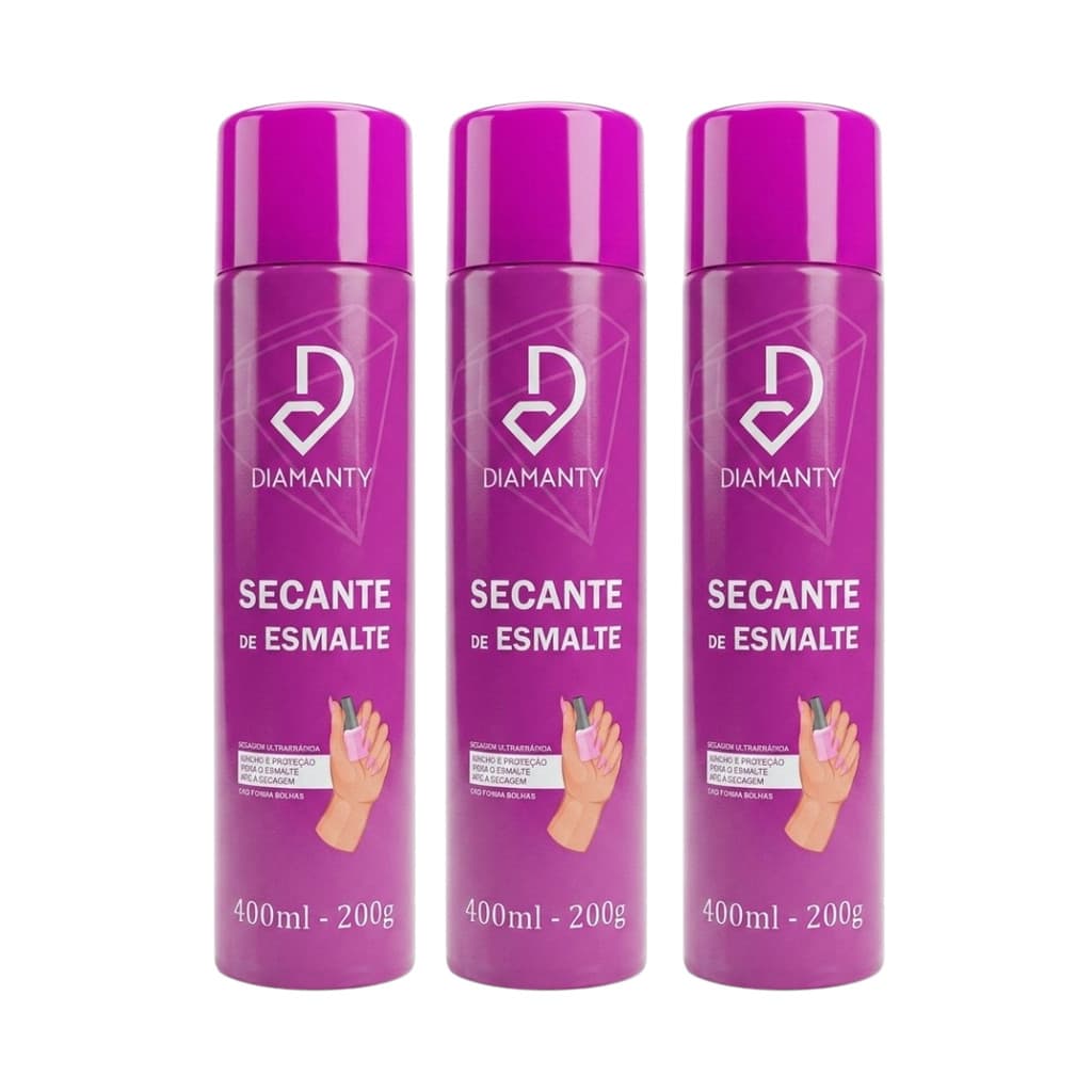 KIT Spray Secante Esmalte Diamanty 400ml (3 unidades)