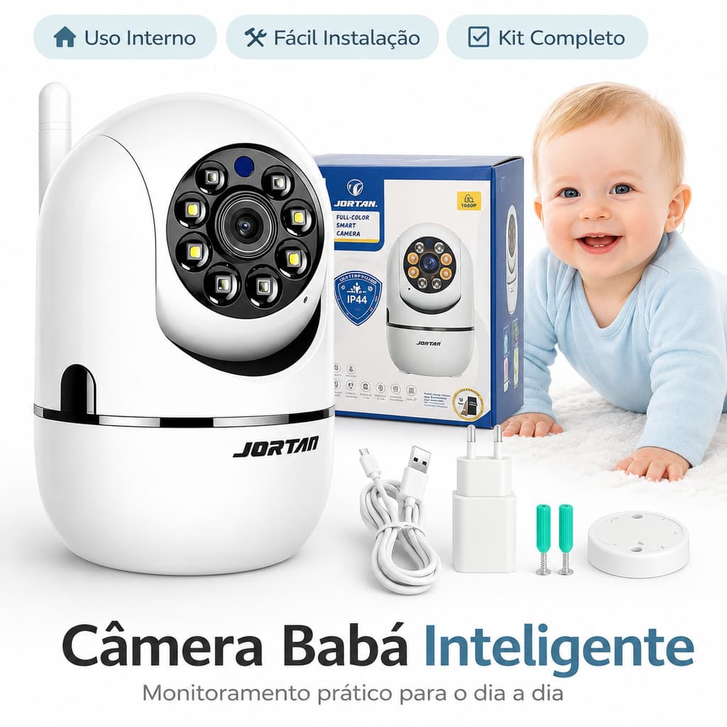 Câmera de Segurança WiFi 360° Full HD Interna com Áudio 2 Vias Detecção App YOOSEE