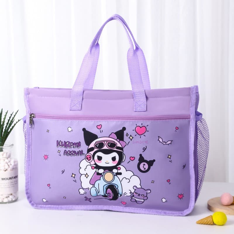 Kuromi estudante tutorial saco de transporte saco de livro à prova dwaterproof água dos desenhos animados crânio arroz a