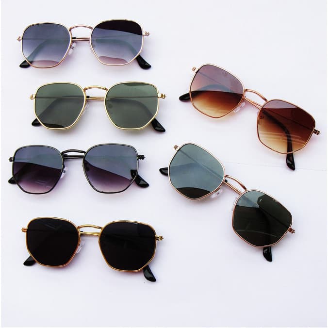 Óculos de Sol Hexagonal UV400 Feminino e Masculino Unissex Com Armação De Metal 1804