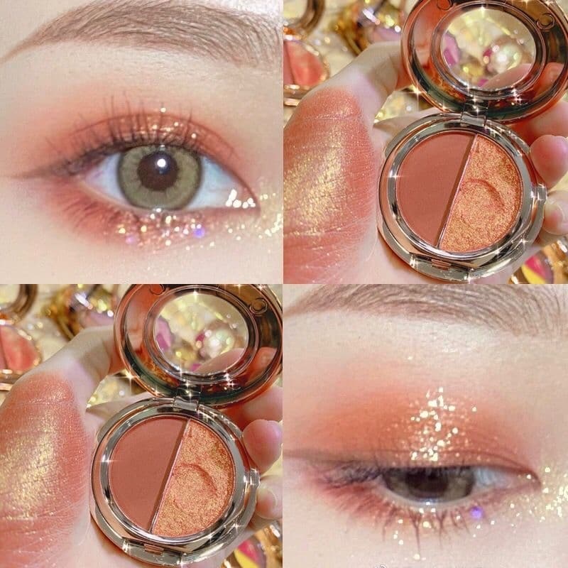 Taeye Beauty Makeup Taeyeon Mesmo estilo Sombra de duas cores brilhante polarizada fosca à prova d'água não é fácil de b