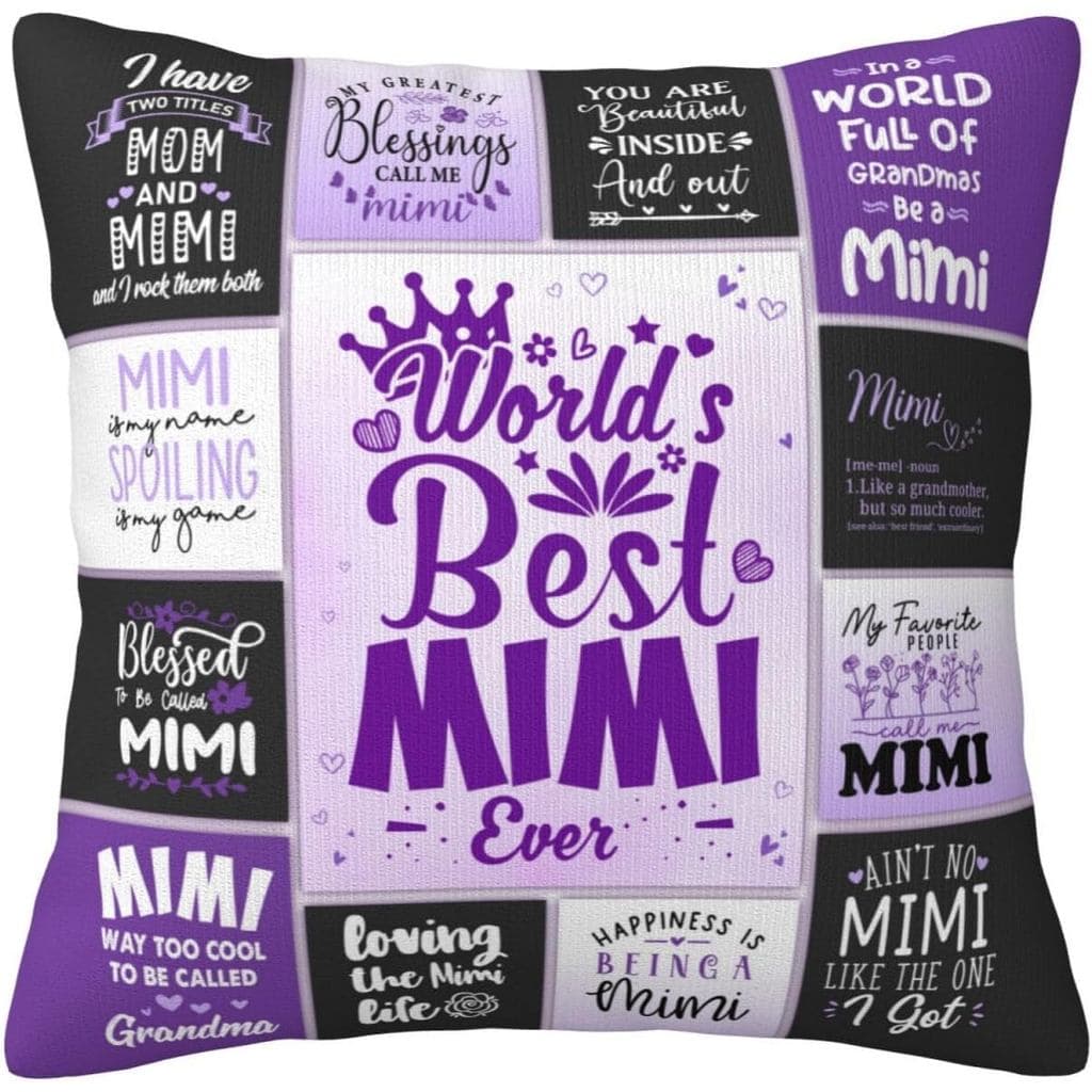 Mimi Gifts, Best Mimi Ever Gift, Gifts for Mimis, Mimis Birthday Gift for Grandma Throw Pillow Cover 18"x18"
