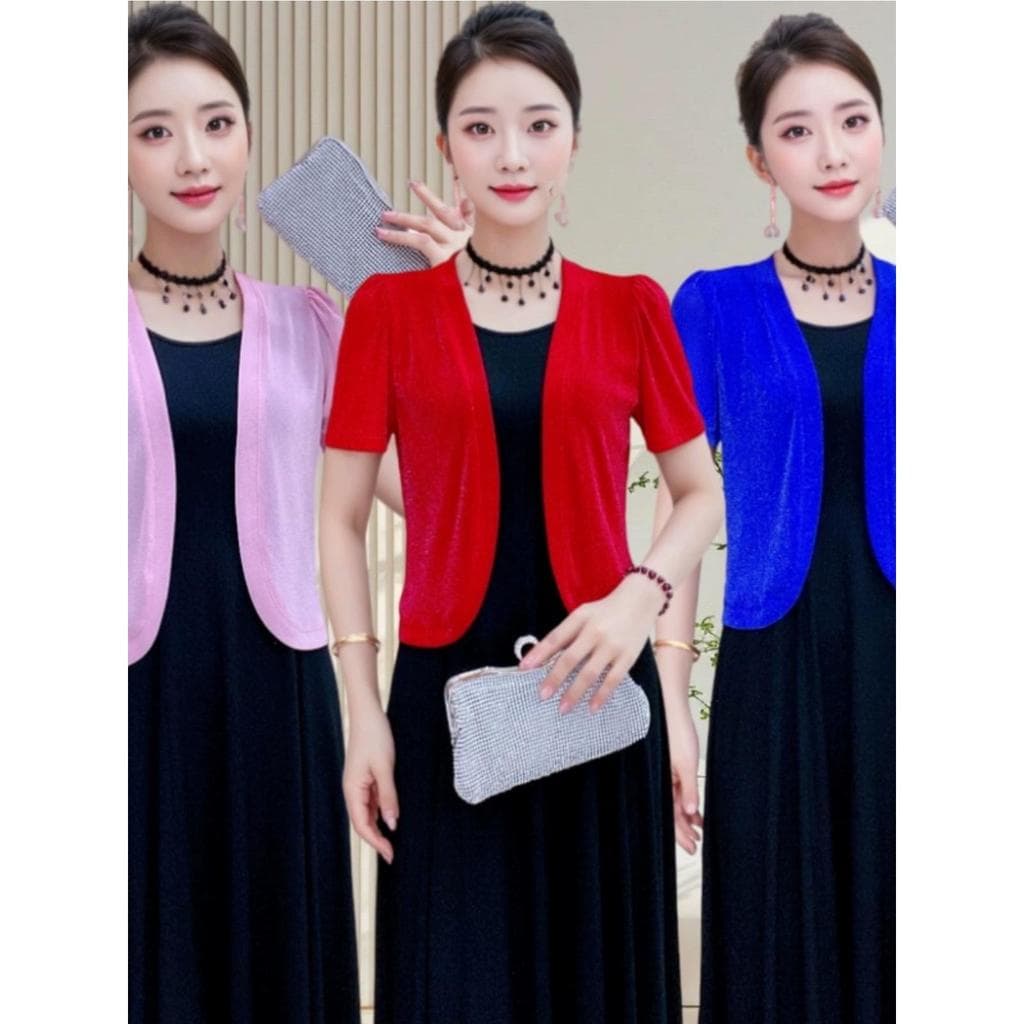 Cardigan de manga curta feminino verão luz fina seda gelo com saia exterior curto tamanho grande All-Match pequeno colet
