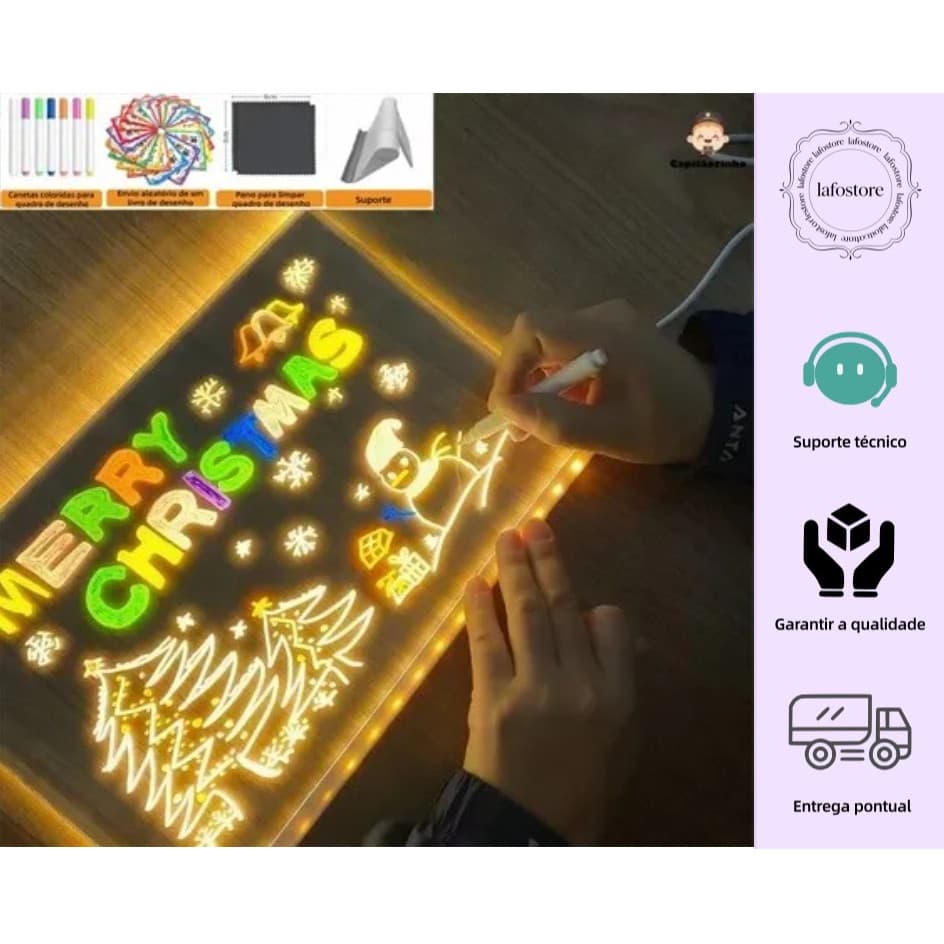3D LED Luz Escrita Desenho Quadro Negro Nota Quadro Acrílico gravável Apagável