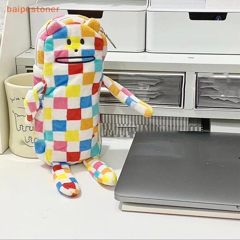 [baipestoner] Caneta Xadrez Colorida De Grande Capacidade Bolsa Material De Escritório Escolar Papelaria Armazenamento D