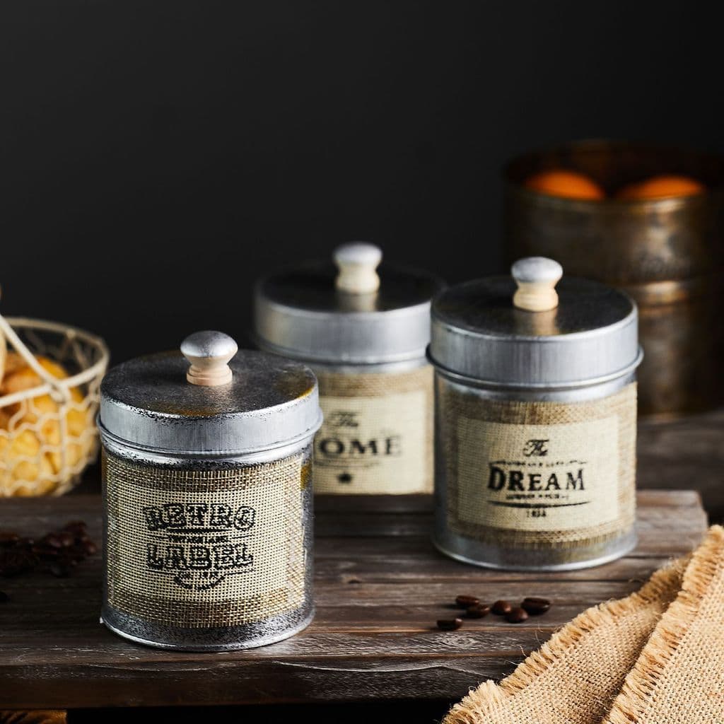 Balde de flores de lata retrô, decoração de sala de estar, balde de flores secas, jarra de armazenamento de cozinha com