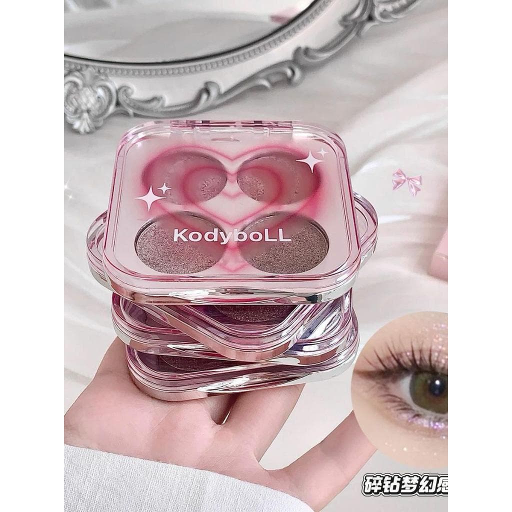 Kodybolll Smart Dazzling Paleta de sombras de quatro cores Cowboll Color Strobe Fumado Diário Lantejoulas Peroladas Estu