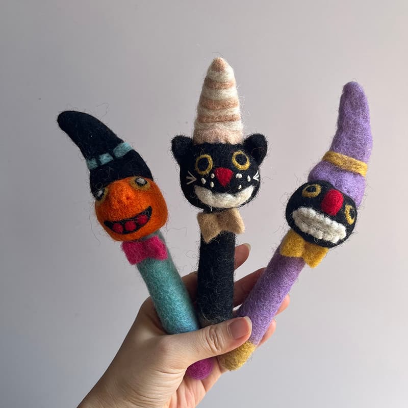Criativo bonito engraçado artesanal lã feltro Gel caneta substituível núcleo natal escola presente papelaria