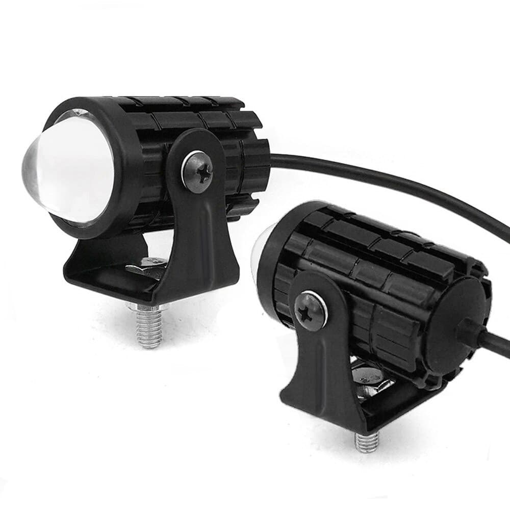 Farol LED Duplo Olho de Peixe para Motocicleta, Luz Auxiliar de 2 Cores 8-80V com Interruptor