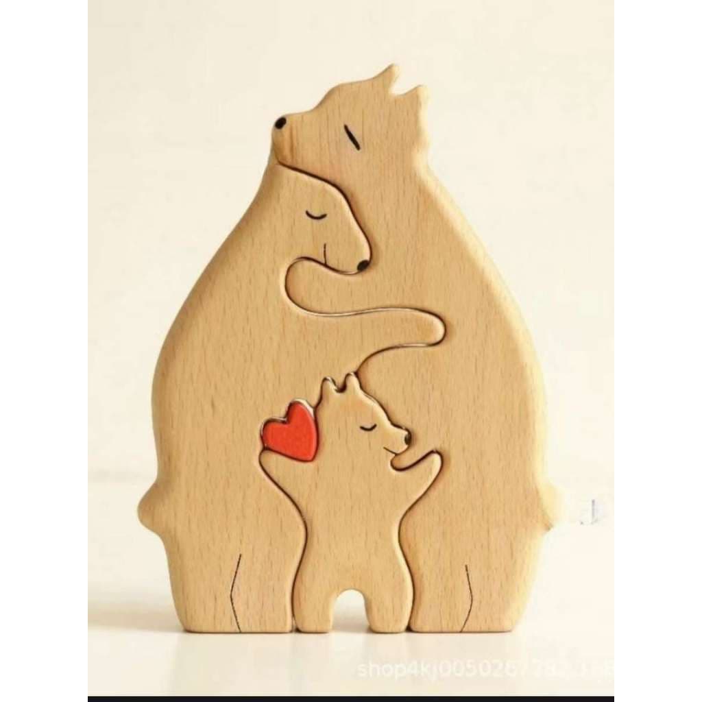 Quebra-cabeça de madeira de venda quente mãe filho urso conjunto artesanato ornamentos DIY presente do dia das mães
