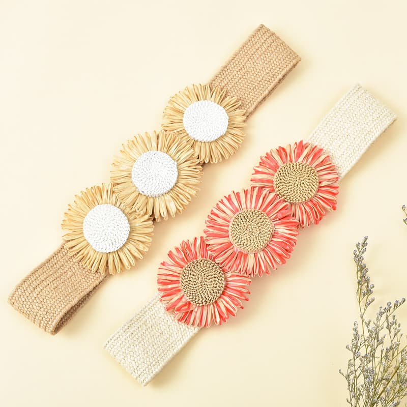 Pele novo estilo elegante flor decoração cinto feminino solto apertado elástico moda All-Match cinto combinando vestido