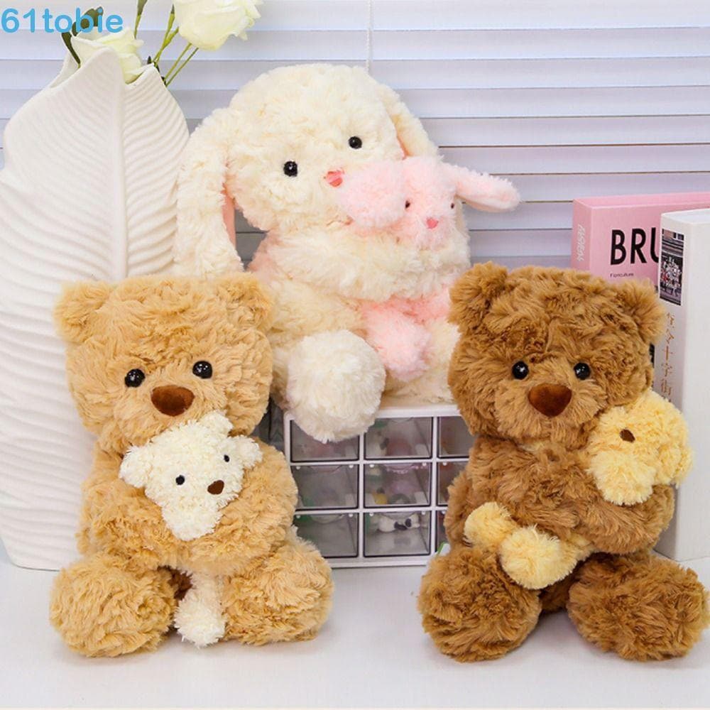 TOBIE Coelho Brinquedo De Pelúcia , Bonito Artesanal Boneca Dos Desenhos Animados Macio Pai Filho Urso Animais