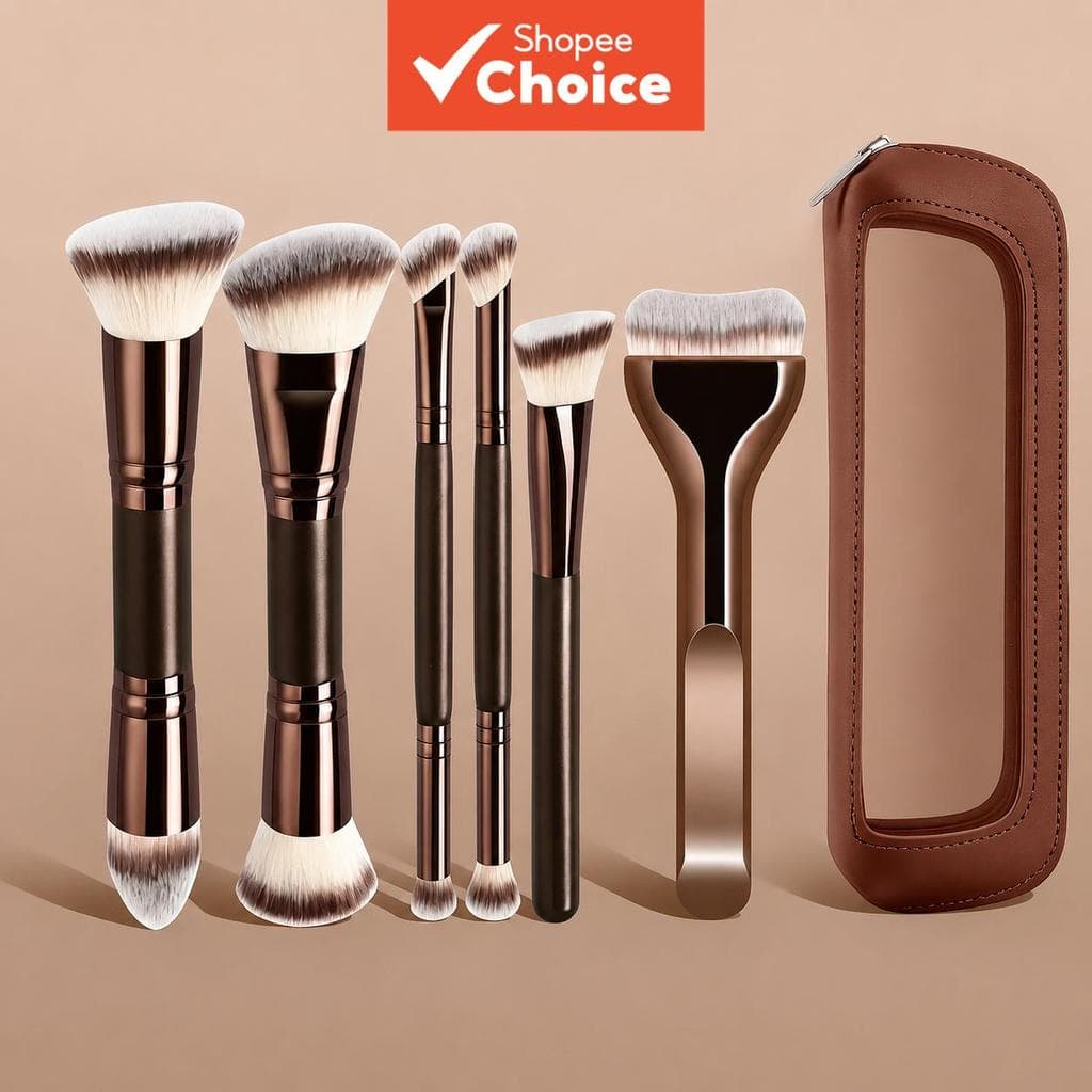 Conjunto De Pincéis De Maquiagem Profissional De Alumínio 7/8/11/19pcs Sintético Macio Para Blush Em Pó De Base