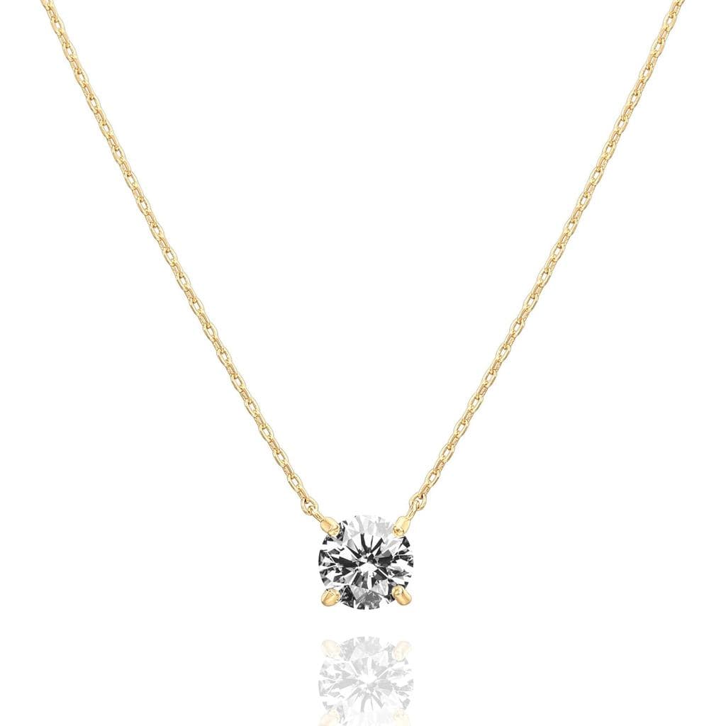 PAVOI Colar Choker Delicado com Zircônia Cúbica de 1,5 Quilates (7,3mm) Banhado a Ouro 14K |   Colares de Ouro para Mulh