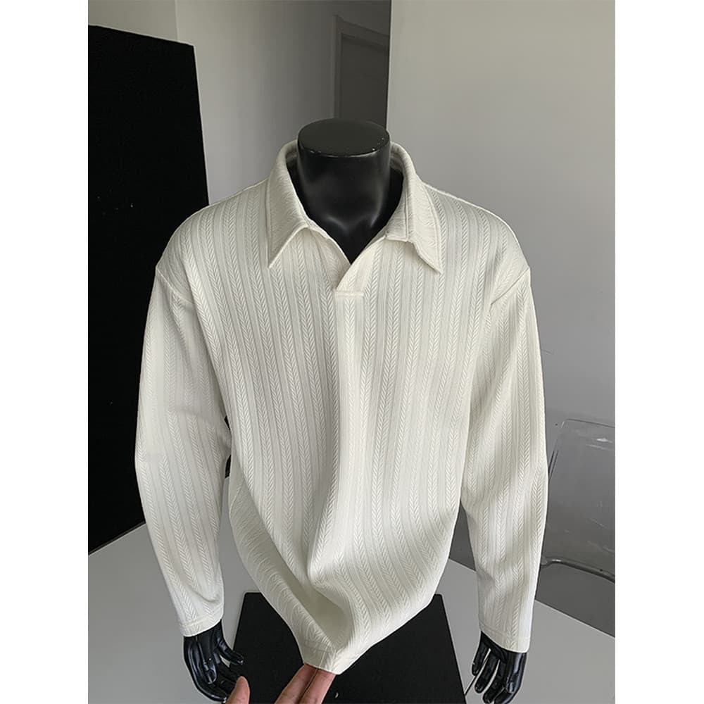 Camisa polo xadrez com tira de orelha de trigo, camisa polo masculina primavera outono estilo americano, textura Casual,