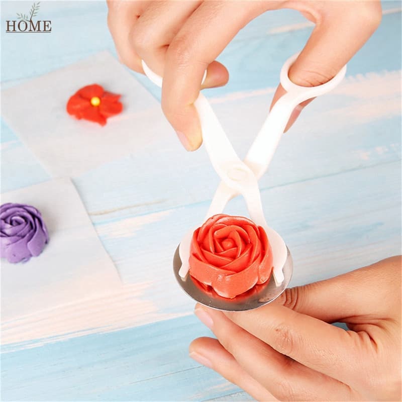 3 Peças Tesoura para Decoração de Flores, Levantador de Rosas Seguro, Bandeja para Decoração de Bolos, Ferramentas para