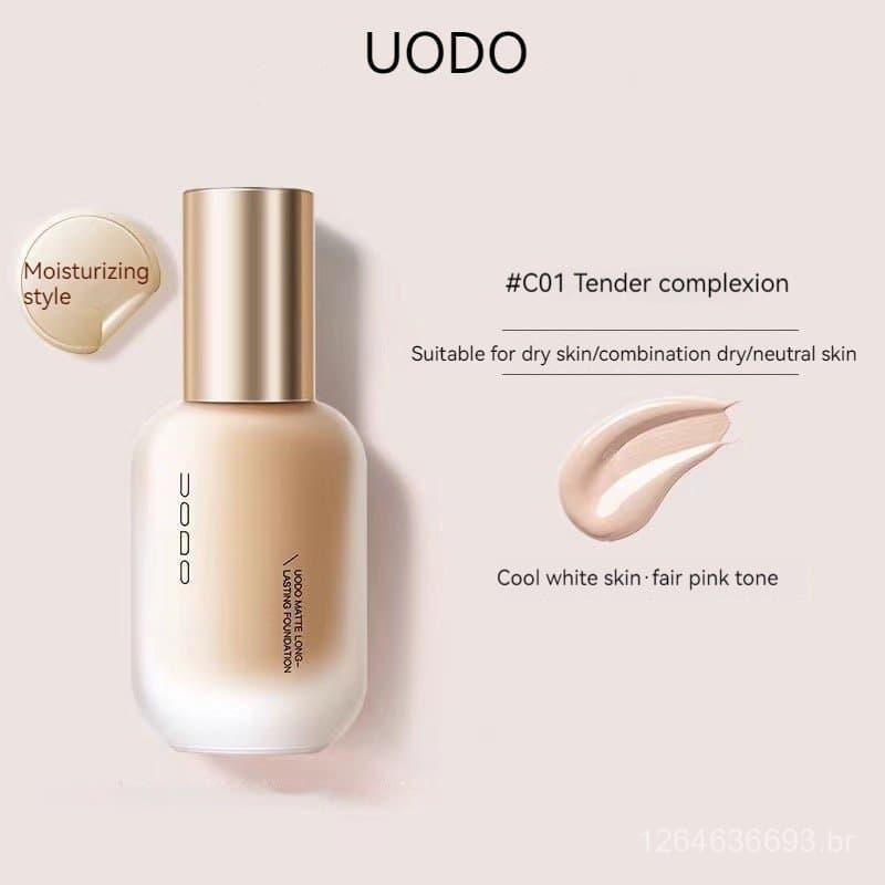 Base Líquida UODO de Longa Duração, Hidratante, Efeito Sem Maquiagem, Para Pele Oleosa e Seca, 30ml