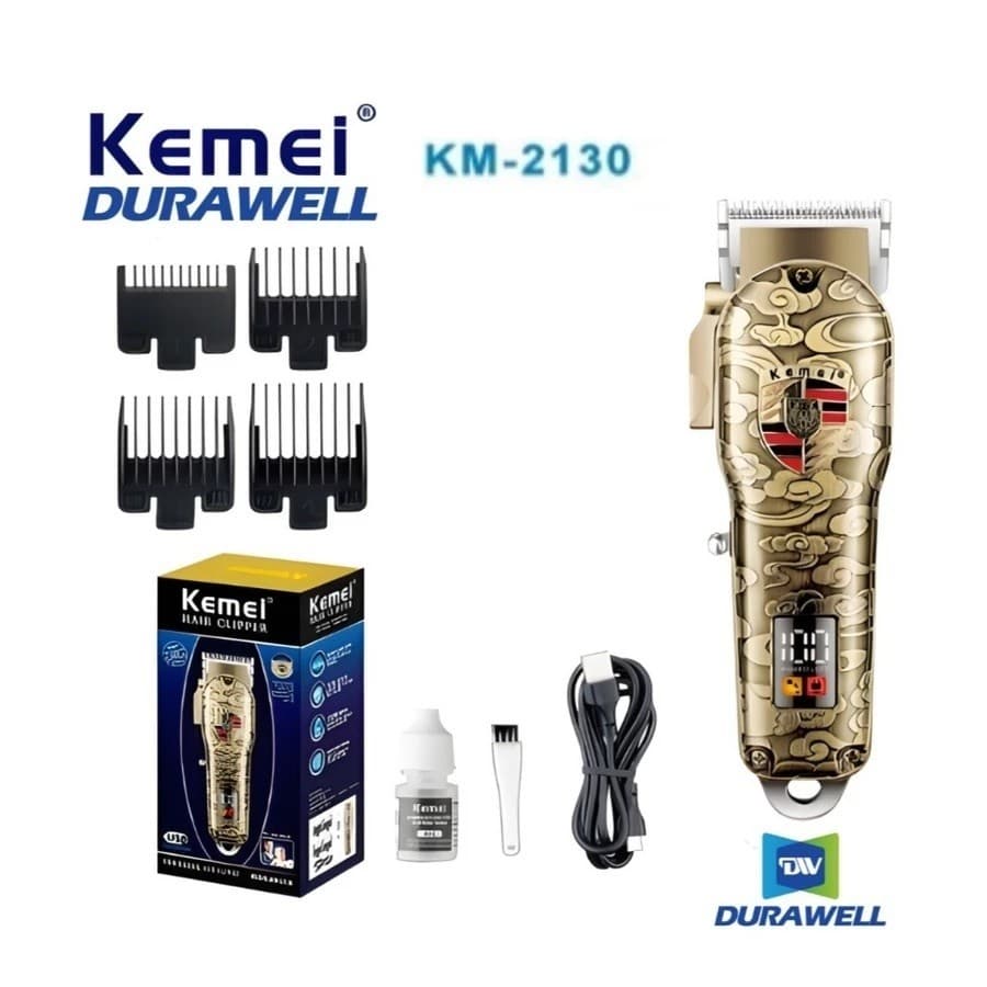 Maquina de Cortar Cabelo Profissional Recarregável Kemei Bivolt KM-2130