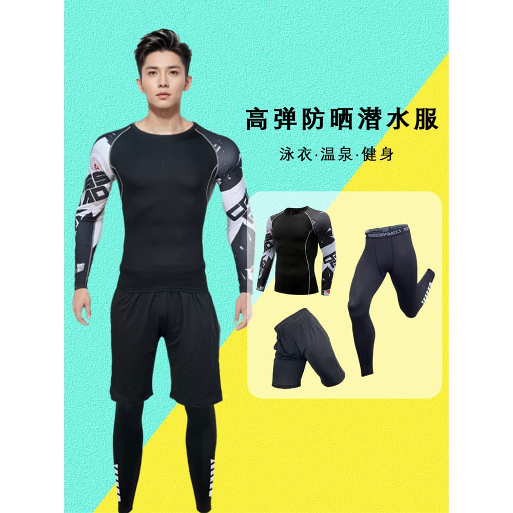 Maiô masculino dividido, protetor solar de corpo inteiro, manga comprida, secagem rápida, roupa de mergulho masculina, t