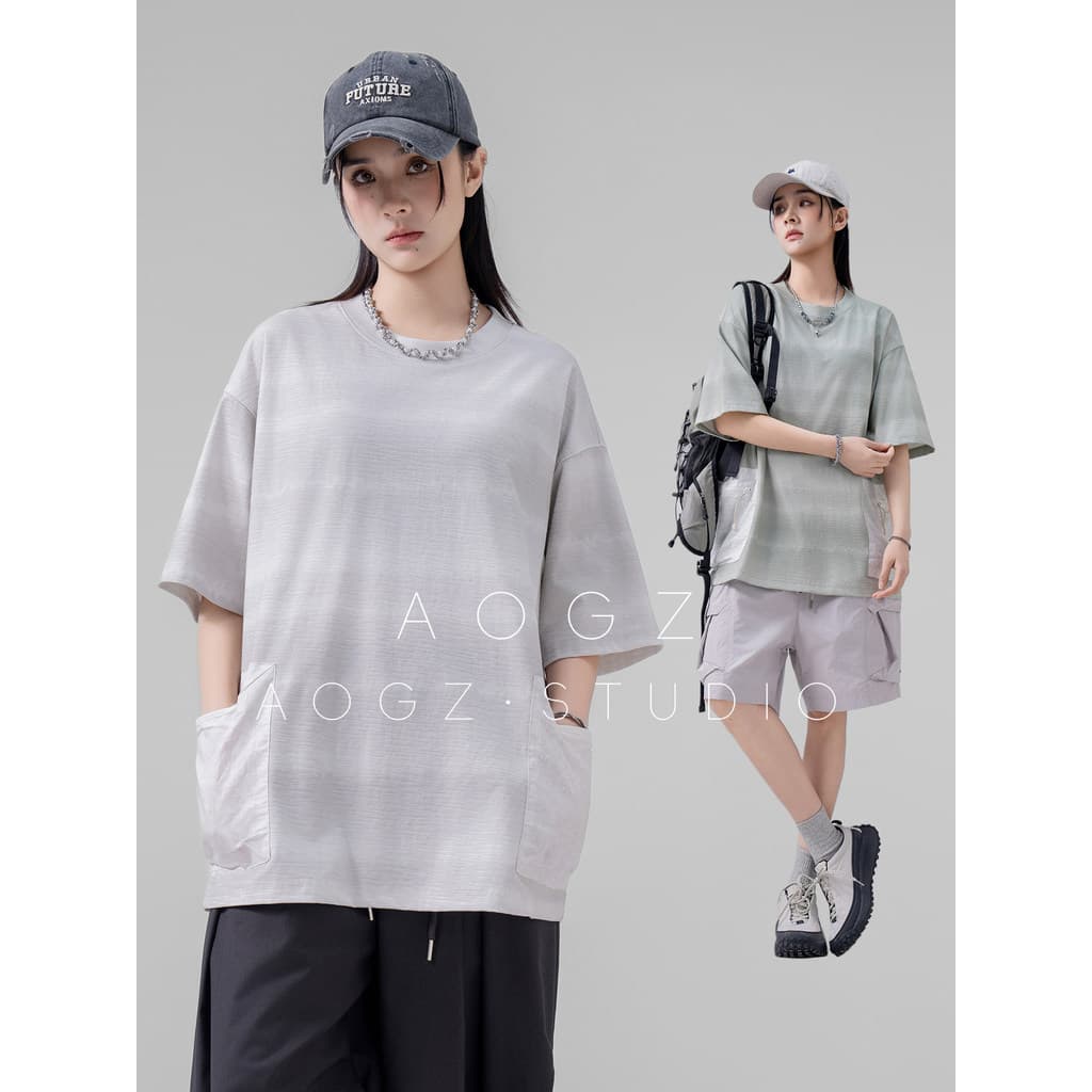 AOGZ Tencel Lyocell camiseta de manga curta das mulheres dos homens verão gelo seda legal respirável respingo tinta ao a