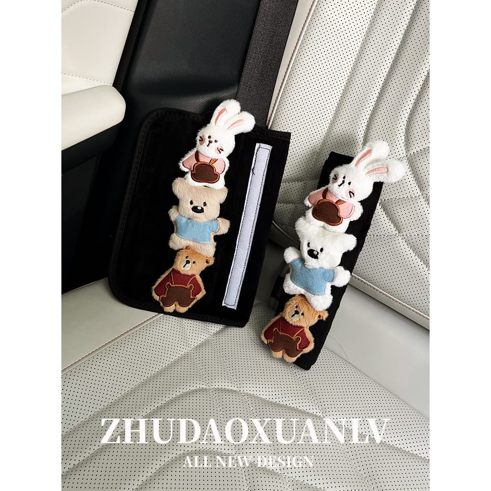 Desenhos animados urso coelho cinto de segurança do carro capa de ombro criativo cinto de segurança do carro capa de omb