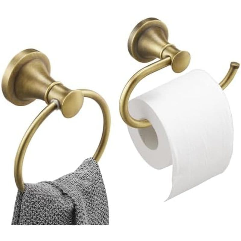 Conjunto De Suporte De Papel Higiênico Com Anel De Toalha Cromado Polido Hoimpro , 2 Peças De Fixação De Hardware De Ban