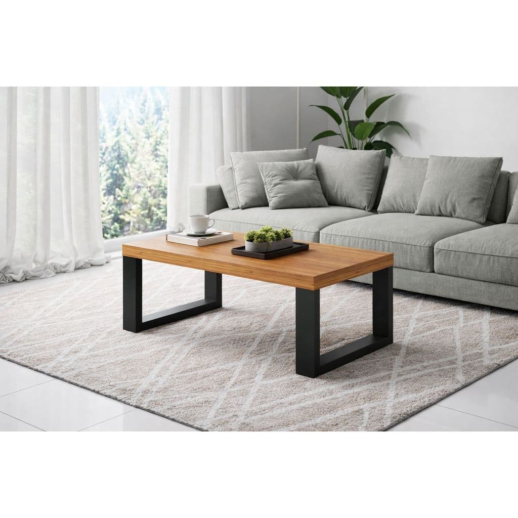 Mesa de Centro MDF 67x44cm Moderna Sala Freijó Preto Industrial
