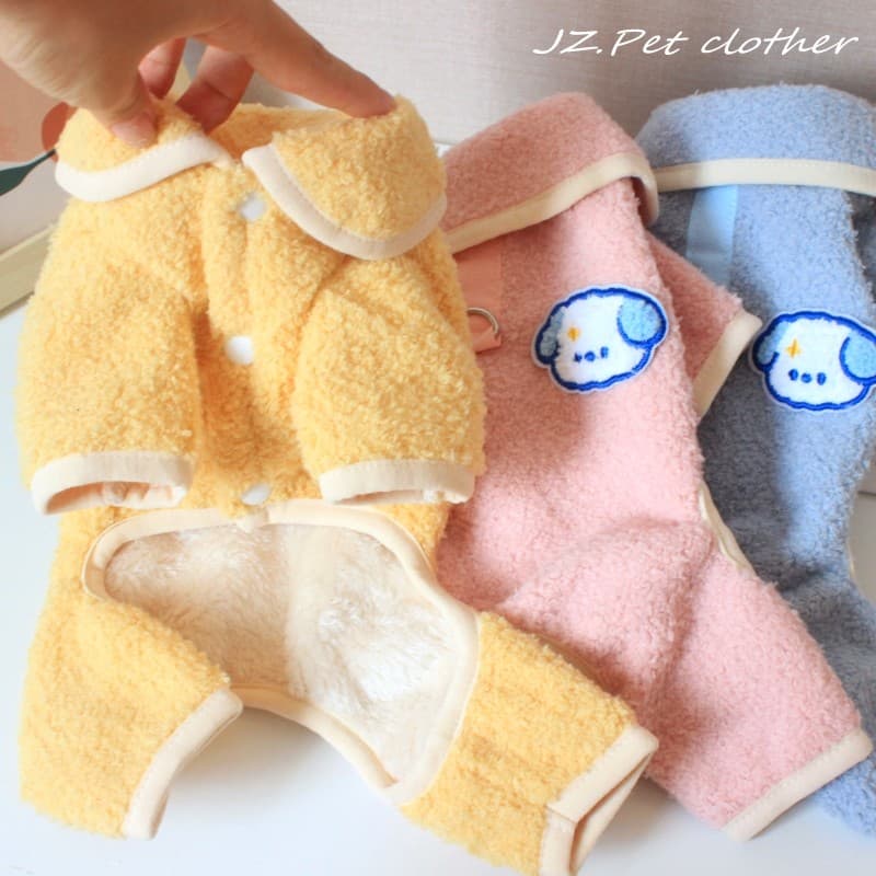 Roupas para cães inverno casaco de lã de quatro patas com anel de tração Teddy Bichon pequeno cão animal de estimação ou