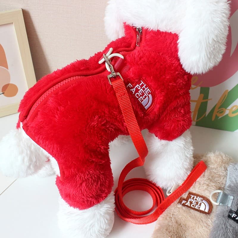 Fivela traseira zíper Pet filhote de cachorro roupas para cães Bichon Teddy primavera outono inverno roupas quentes traç