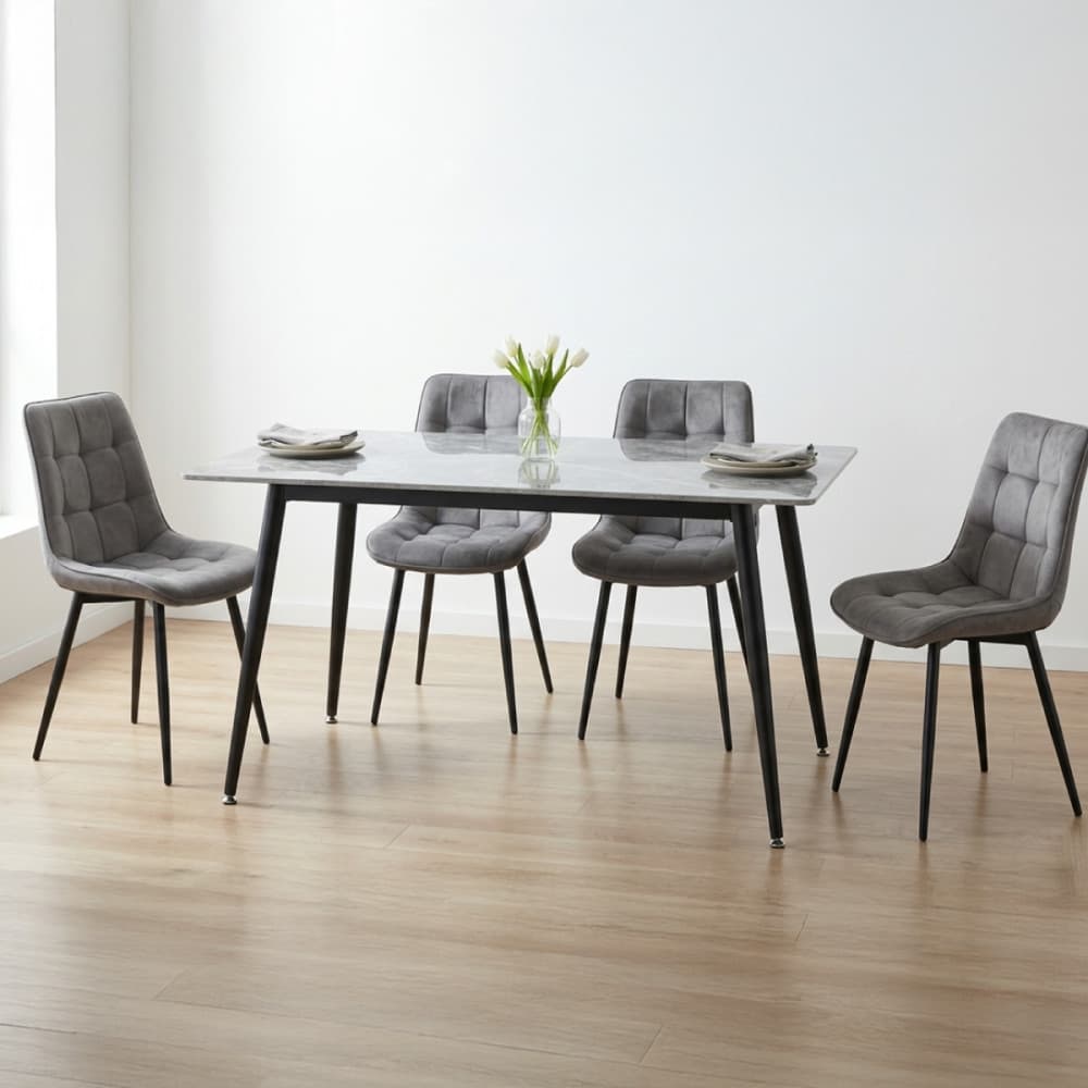 Kit Mesa de Jantar Tampo Granito com 4 Cadeiras 120cm Caemmun