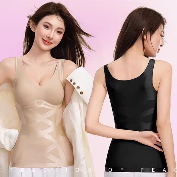Colete de seda com bandagem preta moldando cintura Anti-corcunda sutiã sem barriga Slim-fit barriga-
