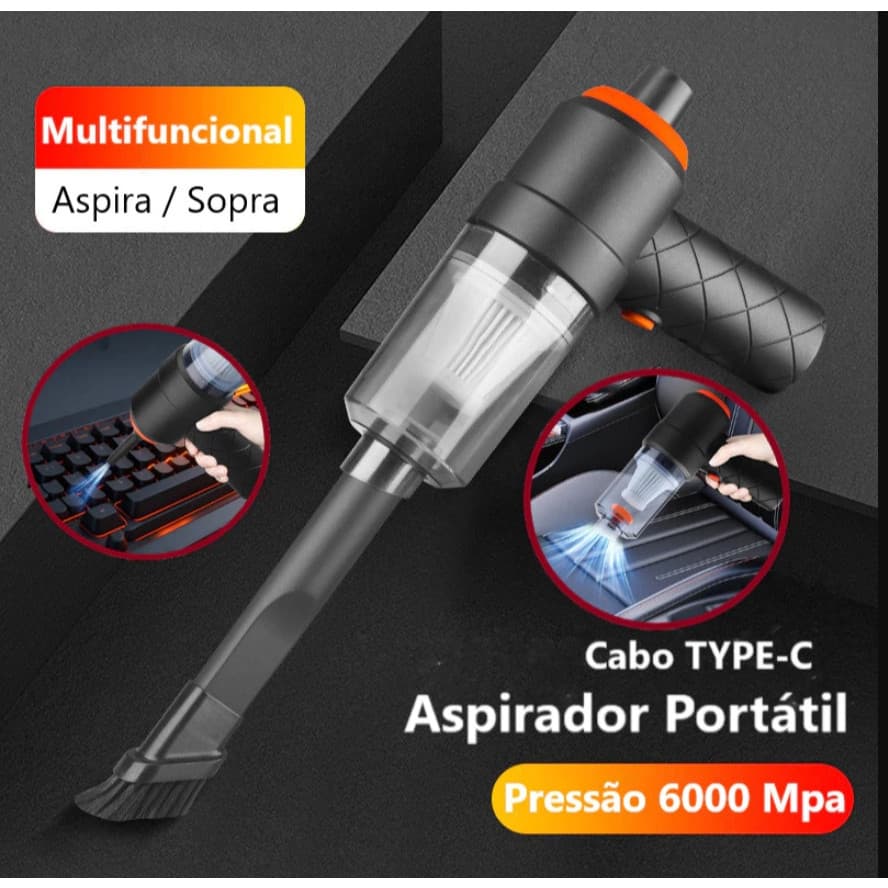Mini Aspirador De Pó Com 3 Em 1 Usb Portátil Completo Linha Carro E Casa 2000mAh Multifuncional