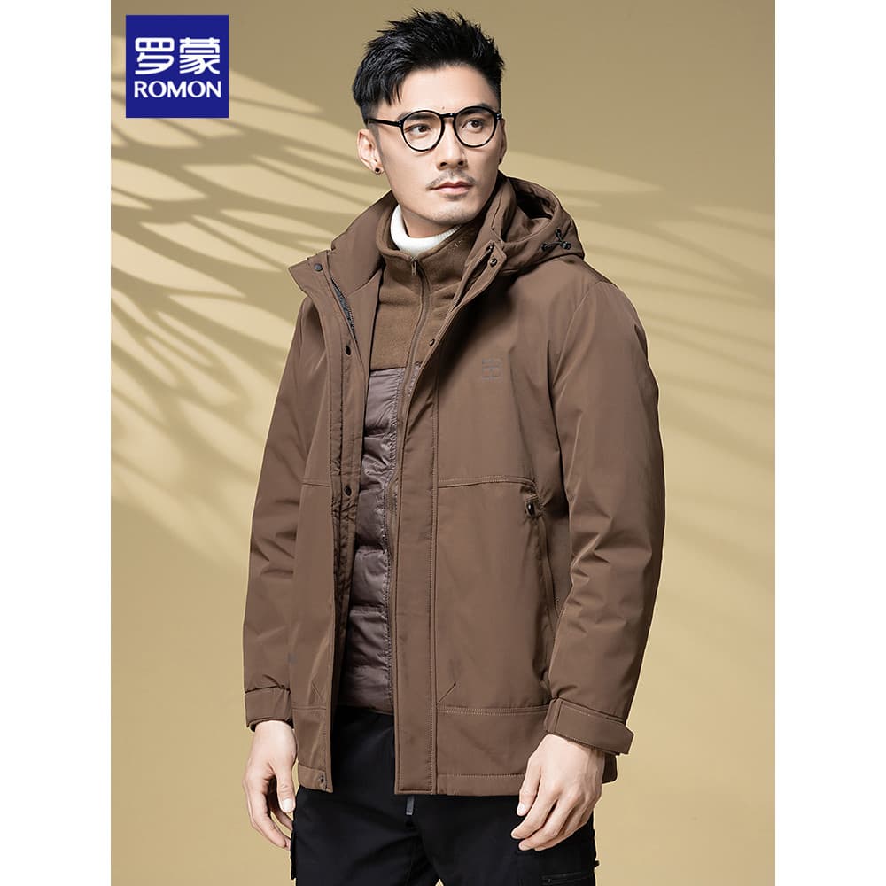Lomon Down Jacket Masculino Três em Um Forro Destacável Jaqueta Quente Inverno Nova Jaqueta Casual Roupas Masculinas