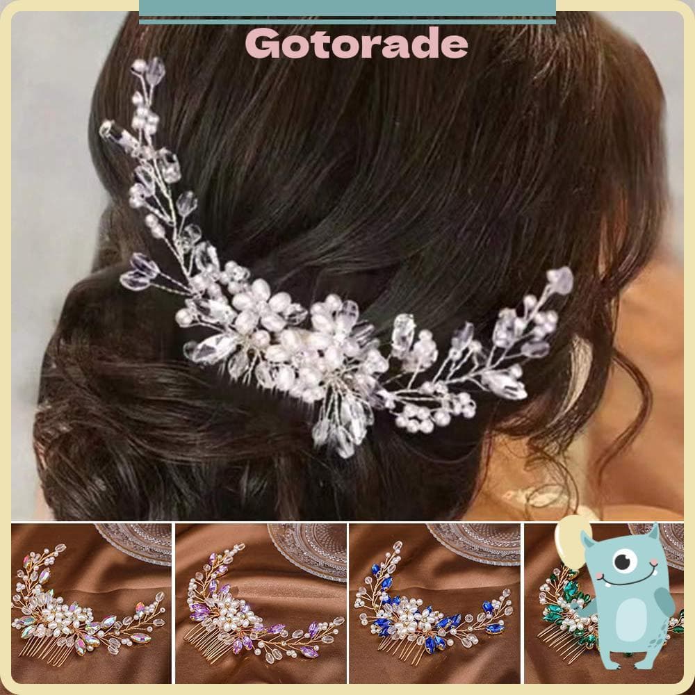 GOTORADECO Pente De Cabelo De Noiva , Grampos Com Flores Vintage De Cristal , Acessórios Para Festa De Casamento Pérolas