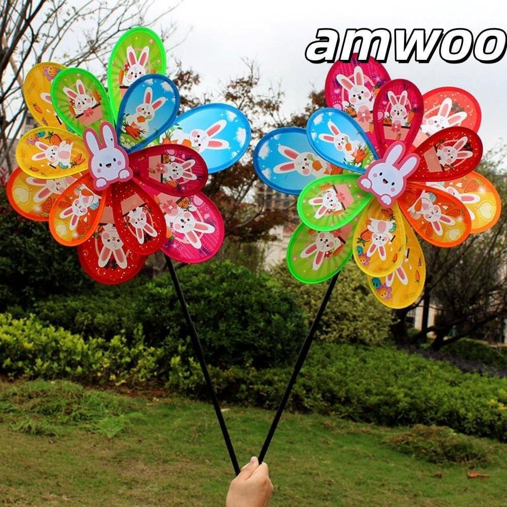 Moinho De Vento Brilhante AMWOO , Infantil Colorido De Desenho Animado , Girador Giratório De PVC