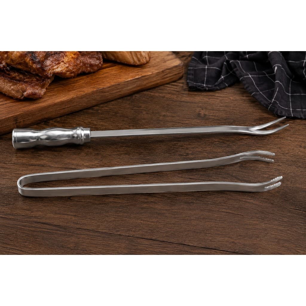 Kit Pegador E Garfo Churrasco Longo Pinça Aluminio