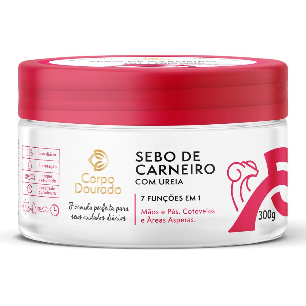 SEBO DE CARNEIRO COM UREIA PARA AREAS ASPERAS HIDRATAÇÃO INTENSIVA POTE 300G