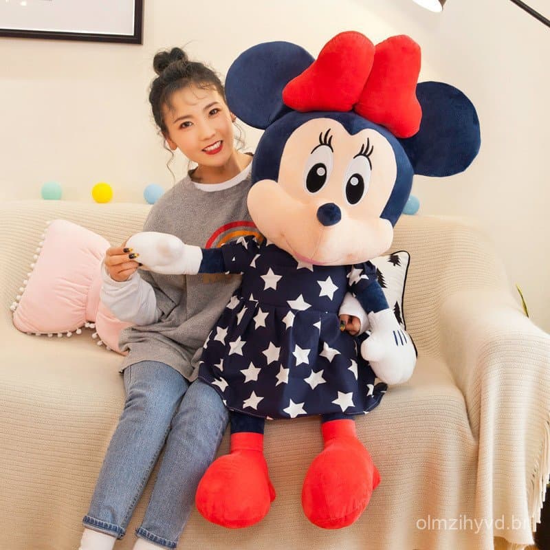 Brinquedo de pelúcia do Mickey, boneca da Minnie, tamanho grande, almofada de casal do Mickey Mouse, boneca de pano infa