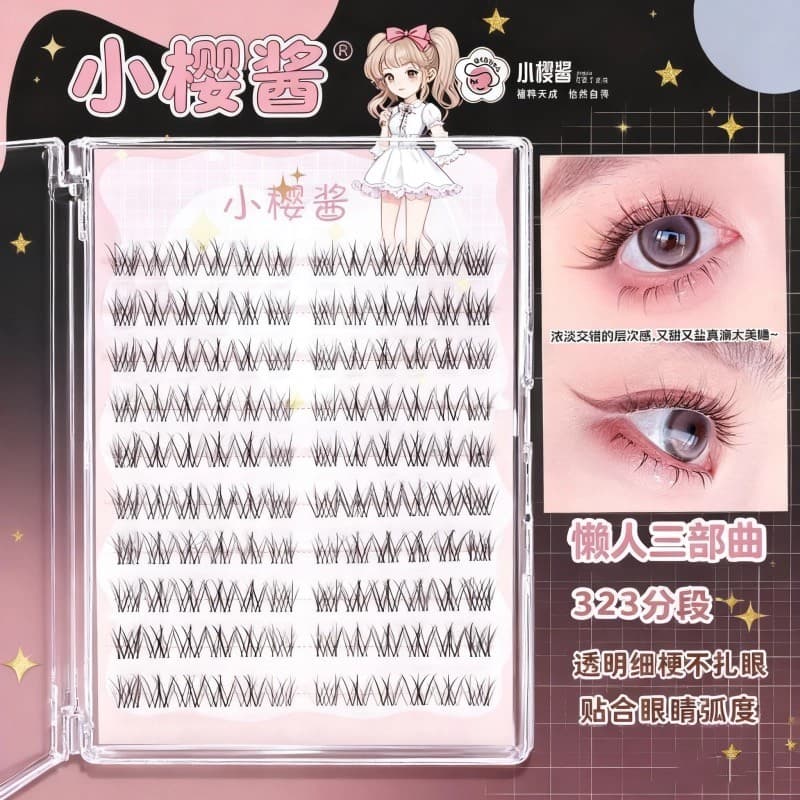 ((Molho Sakura Soprando Fada) Cílios Postiços 10 Fileiras Grande Capacidade Estilo Natural Espelho Cluster Cílios Segmen