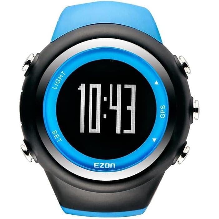 EZON GPS Running Watch with Distance Pace Alarm and Calorie Counter and Stopwatch for Men (Blue)