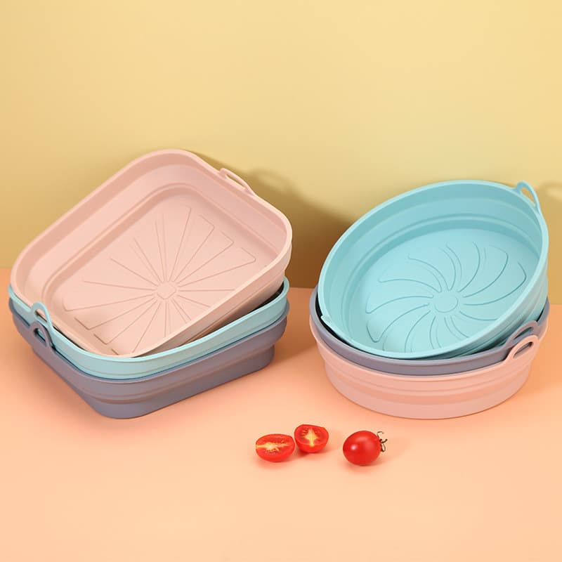 Forno dedicado redondo dobrável silicone assadeira fritadeira de ar pote de silicone tapete de cozimento quadrado
