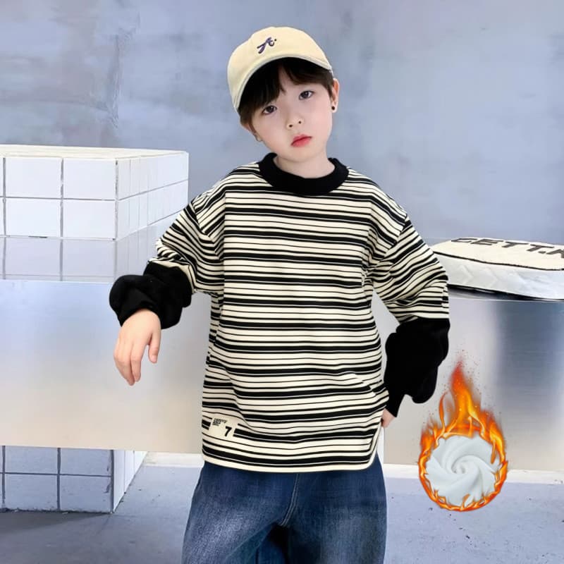 Moletom para meninos primavera outono 2025 novo estilo velo falso de duas peças Casual topo infantil de uma peça de lã i