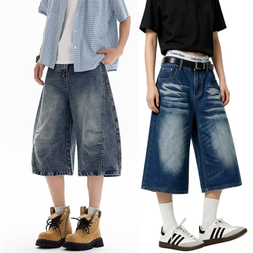 2026 shorts Jeans Estilo Coreano De Sete Polegadas 3/4 plus size